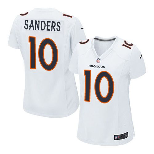Nike Broncos #10 Emmanuel Sanders White Women's Stitched NFL Game Event Jersey